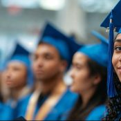 graduating students in cap and gowns